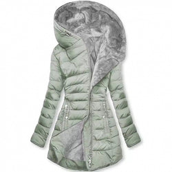 Image of Fashion Long-sleeve Zipper Cotton-padded Coat Women