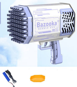 Image of Bubble Gun Rocket 69 Holes Soap Bubbles Machine Gun Shape Automatic Blower With Light Toys For Kids Pomperos