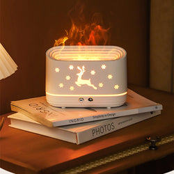 Image of Elk Flame Humidifier Diffuser Mute Household Atmosphere Lamp Christmas Home Decorations