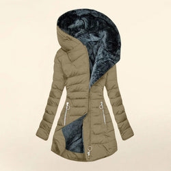 Image of Fashion Long-sleeve Zipper Cotton-padded Coat Women