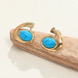 Image of Inlaid Turquoise Spiral Earrings Necklace Bracelet Ring Set