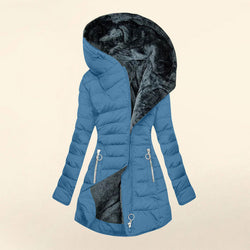 Image of Fashion Long-sleeve Zipper Cotton-padded Coat Women