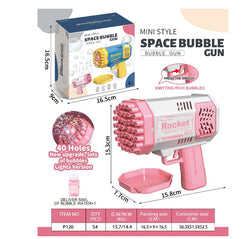 Image of Bubble Gun Rocket 69 Holes Soap Bubbles Machine Gun Shape Automatic Blower With Light Toys For Kids Pomperos