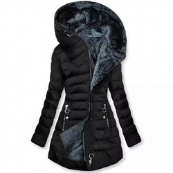 Image of Fashion Long-sleeve Zipper Cotton-padded Coat Women