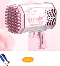 Image of Bubble Gun Rocket 69 Holes Soap Bubbles Machine Gun Shape Automatic Blower With Light Toys For Kids Pomperos