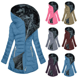 Image of Fashion Long-sleeve Zipper Cotton-padded Coat Women