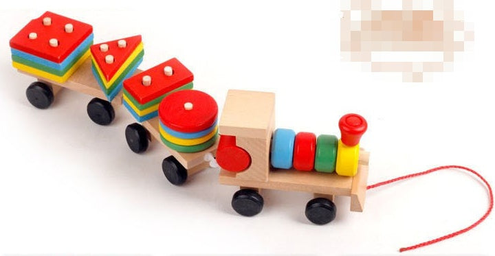 Image of Wooden Train Three-section Tractor Toy Children's Intelligence Puzzle Toys Educational Toys
