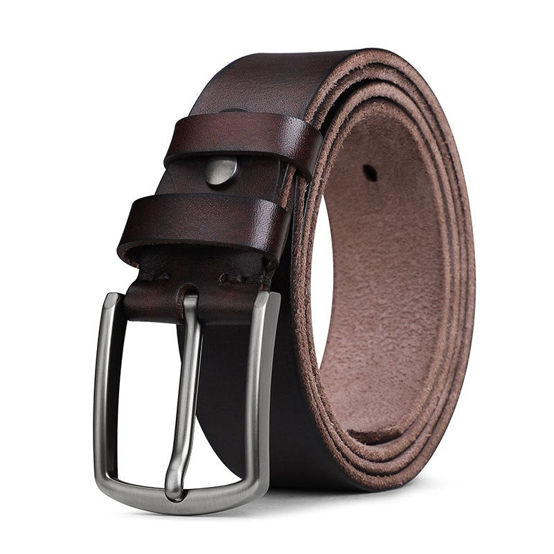 Image of Men's First Layer Leather Alloy Buckle Belt