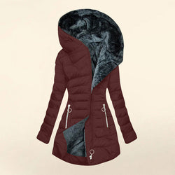 Image of Fashion Long-sleeve Zipper Cotton-padded Coat Women