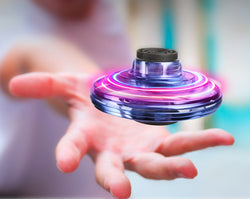 Image of Mini Fingertip Gyro Interactive Decompression Toy Drone LED UFO Type Flying Helicopter Spinner Toy Kids