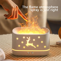 Image of Elk Flame Humidifier Diffuser Mute Household Atmosphere Lamp Christmas Home Decorations