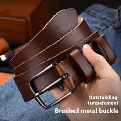 Image of Men's First Layer Leather Alloy Buckle Belt