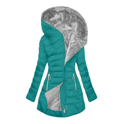 Image of Fashion Long-sleeve Zipper Cotton-padded Coat Women