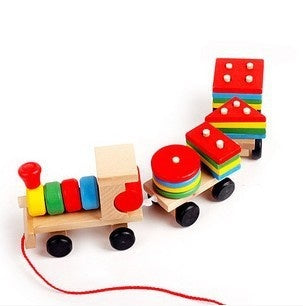 Image of Wooden Train Three-section Tractor Toy Children's Intelligence Puzzle Toys Educational Toys