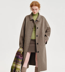 Image of Double-sided Cashmere Lapel Wide Woolen Coat