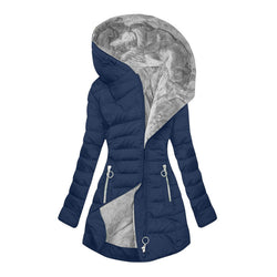 Image of Fashion Long-sleeve Zipper Cotton-padded Coat Women