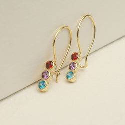 Image of Sterling Silver Colorful Crystals Women's Exquisite Versatile Elegant Earrings