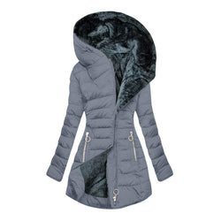 Image of Fashion Long-sleeve Zipper Cotton-padded Coat Women