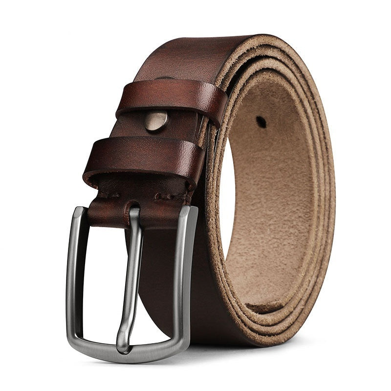 Image of Men's First Layer Leather Alloy Buckle Belt