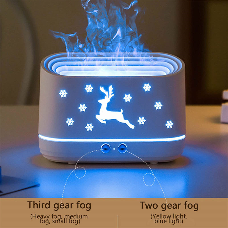 Image of Elk Flame Humidifier Diffuser Mute Household Atmosphere Lamp Christmas Home Decorations
