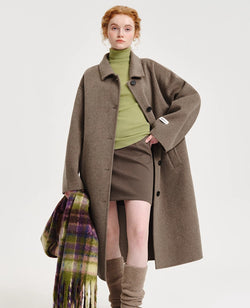 Image of Double-sided Cashmere Lapel Wide Woolen Coat