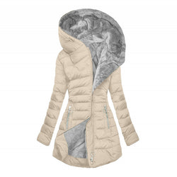 Image of Fashion Long-sleeve Zipper Cotton-padded Coat Women