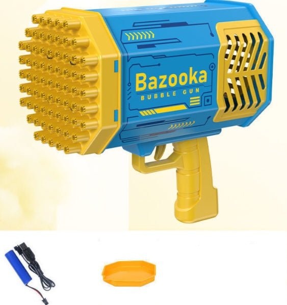 Image of Bubble Gun Rocket 69 Holes Soap Bubbles Machine Gun Shape Automatic Blower With Light Toys For Kids Pomperos