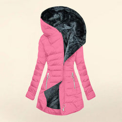 Image of Fashion Long-sleeve Zipper Cotton-padded Coat Women