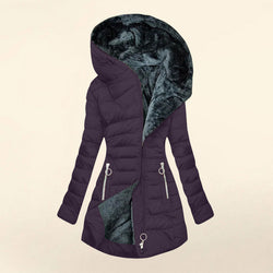 Image of Fashion Long-sleeve Zipper Cotton-padded Coat Women