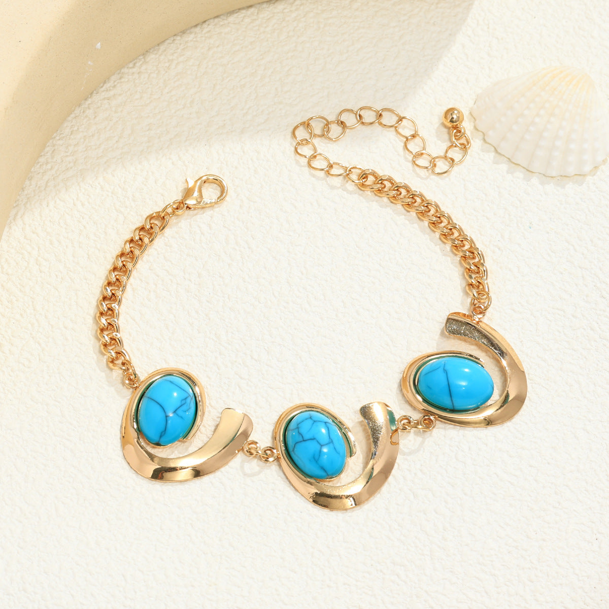 Image of Inlaid Turquoise Spiral Earrings Necklace Bracelet Ring Set
