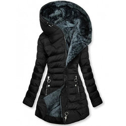 Image of Fashion Long-sleeve Zipper Cotton-padded Coat Women