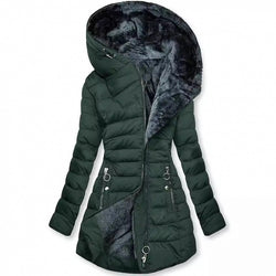 Image of Fashion Long-sleeve Zipper Cotton-padded Coat Women