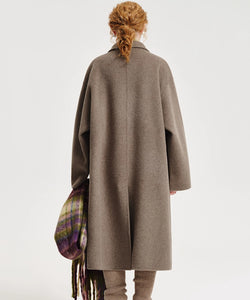 Image of Double-sided Cashmere Lapel Wide Woolen Coat